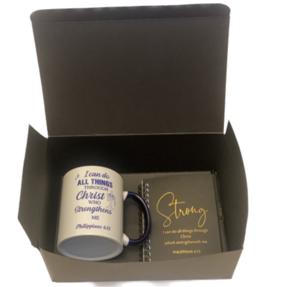 Fathers Day Gift Box: Man of God Edition PHILIPPIANS 4:13 - Mug & Small Notebook